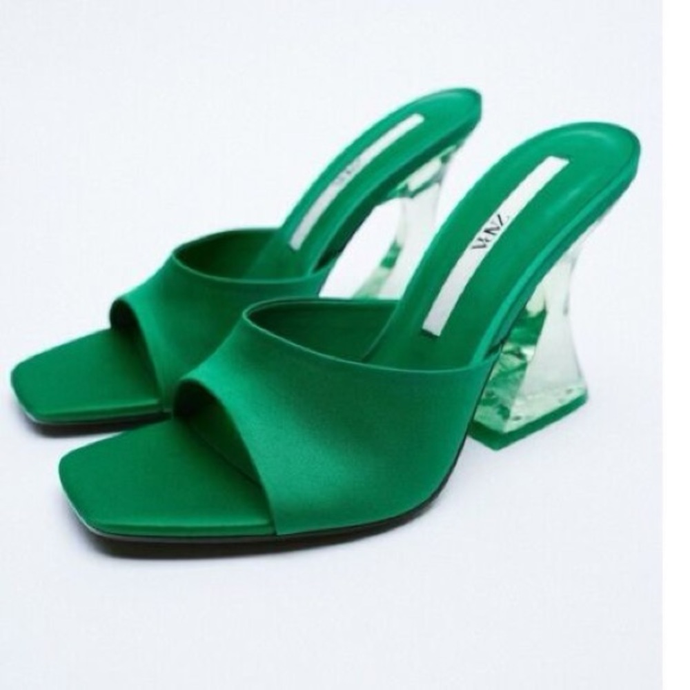 Zara Green Satin High Heel